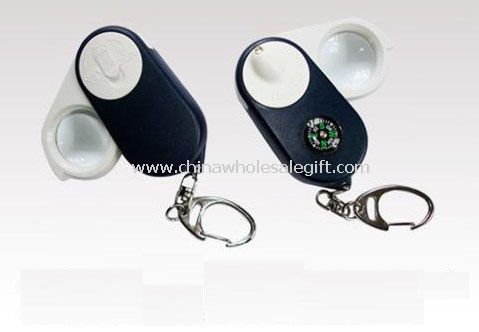 LED Keychain kaca pembesar dengan Kompas