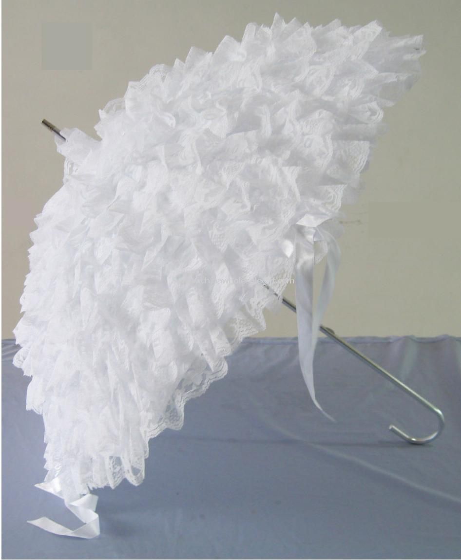 Umbrela de nunta alb dantela