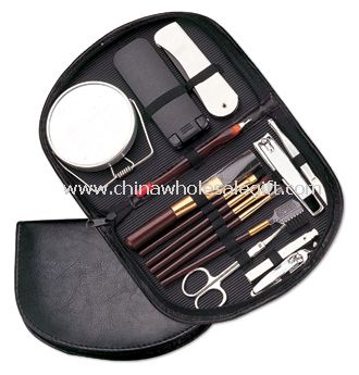 14 em 1 Kit de maquiagem & Manicure conjunto com bolsa de couro do plutônio