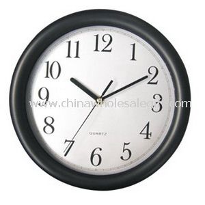 schwarzer Rahmen mit Silber PVC Zifferblatt Wanduhr