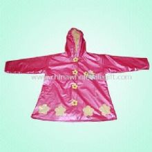 Women PVC Raincoat with Fleece Lining and Snap at Front Placket images