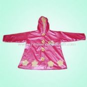 Frauen-PVC-Regenjacke mit Fleecefutter und Snap am vorderen Karomuster images