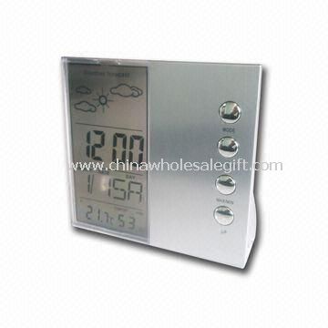 Gjennomsiktig LCD-klokke med innendørs temperatur
