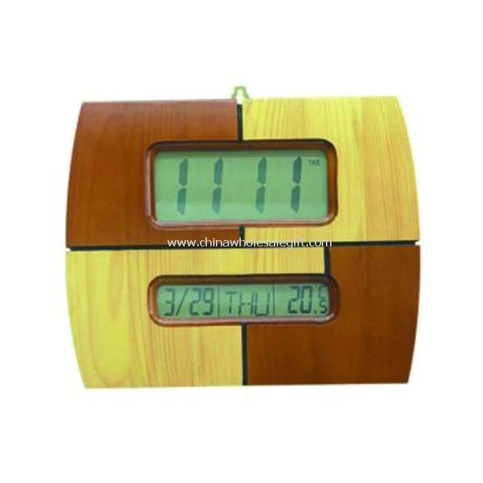 ساعة رقمية خشبية