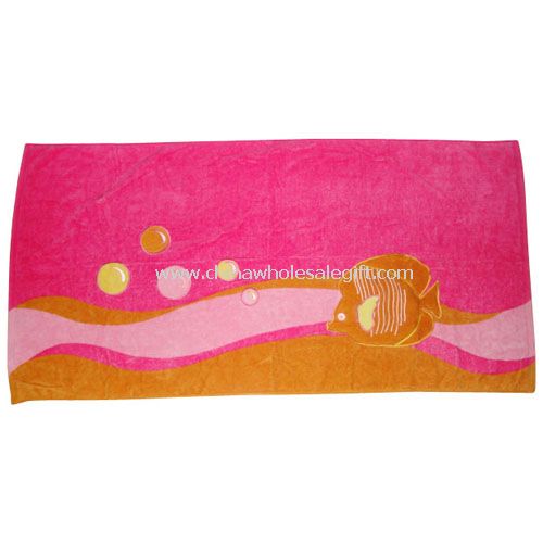 Velour Reactive Embroidery And Printed Bath Towel