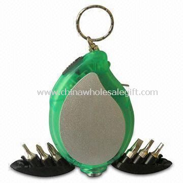 Ferramenta mini Kit/conjunto/bolso chave de fenda com luz de LED Keychain e fita