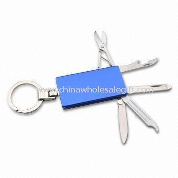 Multi-tool with Knife Blade Keyring Scissors Can Opener File and Nail Clipper
