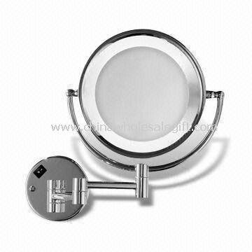Wall-mounted Cosmetic Mirror with Light Made of Brass and Iron