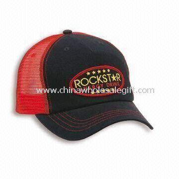 Mesh promosi Trucker topi dengan Logo bordir penutupan Snap plastik