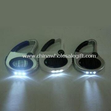 Chaveiros mosquetão com lanternas de LED, feitos do ABS