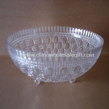 Crystal Clear Plastic Footed Bowl with Attractive Engraved Designs