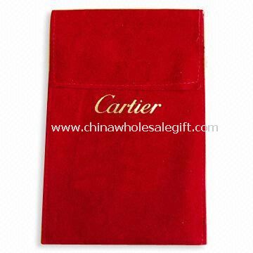 Tecido bolsa de jóias de rebanho em vermelho