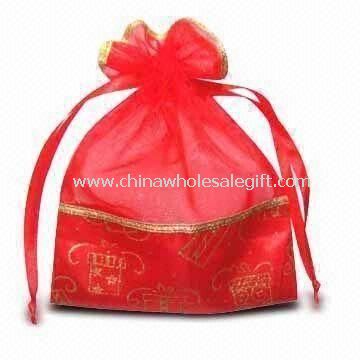 Novel Organza Pouch Bag with Hot Stamped Pearl Gauze Fabric