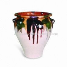 Clay Ceramic Vase with Enamel Exterior images