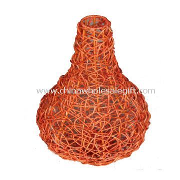 Round Orange Rattan Vase