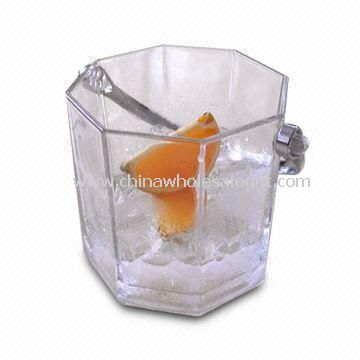 Clear Crystal Appearance Ice Bucket with Stainless Steel Holder