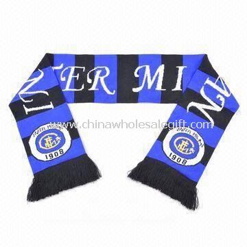 Knitted Football Scarf with Screen, Heat Transfer or Jacquard Printing