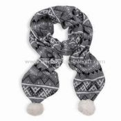 Fashionable Knitted Scarf with Pompoms images