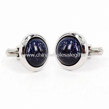 Cufflinks with Semi-Precious Stone Made of Stainless Steel