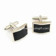 Fashion Silver Cufflinks with Black Agate and Rhodium Plating images