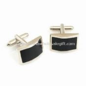 Fashion Silver Cufflinks with Black Agate and Rhodium Plating images