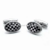 Stainless Steel Cuff Links with Black Agate Stone and Whiteshell images