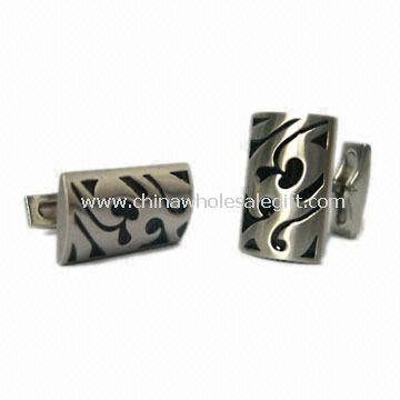 Stainless Steel Cuff Links with Black Epoxy