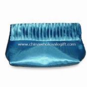 Pleated Cosmetic Bag/Pouch with Foam Padded Made of Satin images