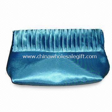 Pleated Cosmetic Bag/Pouch with Foam Padded Made of Satin