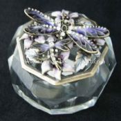 Dragonfly Trinket Box Made of Anti-brass with Epoxy and Crystal Base images