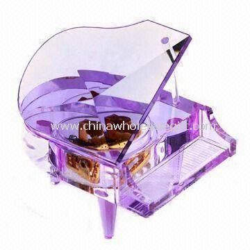 Caja de música Piano púrpura de cristal