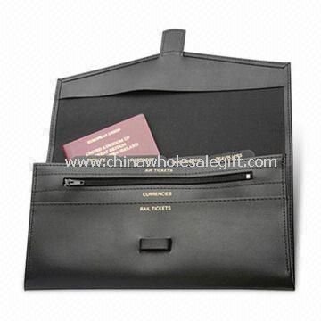 Dompet kulit perjalanan dengan pemegang paspor
