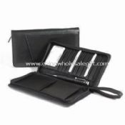 Mens PU kulit dompet dengan kompartemen zip Internal Ideal untuk perjalanan images