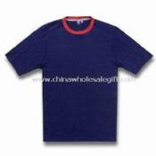 Herren/Damen T-shirt mit Kontrast-Hals und Logo-Druck images