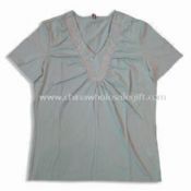 Dame v-hals T-shirts fremstillet af 65% bomuld og 35% Polyester images