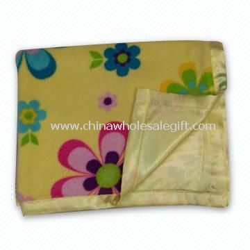 Childrens Printed Soft Coral Fleece Blanket with Polyester Satin Backside