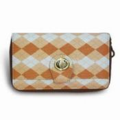 Rhombus Pattern Wallet with Zipper Closure images