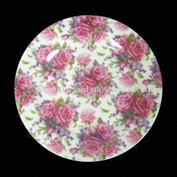 Assiette plate en porcelaine avec un Design d'impression et de forme ronde