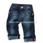 Mädchen-Jeans mit Druck auf Rückseite Herz Tasche und Blue Stretch Denim-Stoff small picture