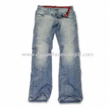 Womens Baumwolle Jeans mit Kontrast-Gewebe innen