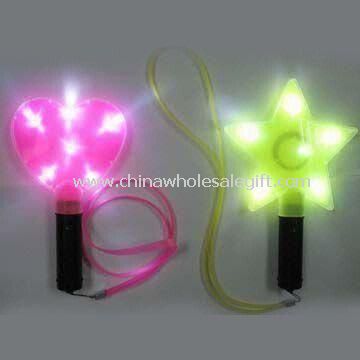 Heart/Star-shaped Flashing Sticks with 6 White LED Lights and Lanyard