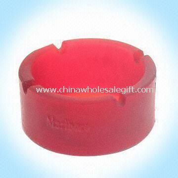 Frosted Red Color Glass Ashtray with Embossed Logo