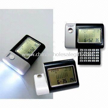 World Time Calendar with Torch and Calculator Includes Alarm Clock and Night Light