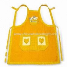 Yarn-dyed Gingham Apron with Embroidery Made of 100% Cotton images