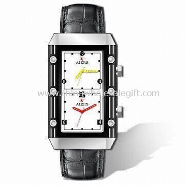 Mens Sports Watch with Alloy Case and PU Band