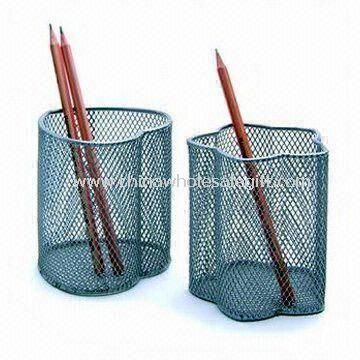 Metal Mesh Pen and Pencil Holder in Heart and Flower Shape