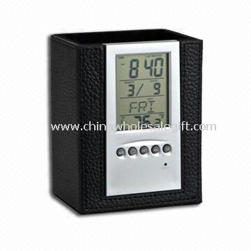 Electronic Calendar with Pen Holder and Thermometer