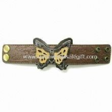 Wristband/pulsera de cuero de moda con mariposa parche adjunto images