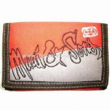 Nylon Mens Sports Tri-fold Ripper Wallet with Embroidery Pattern images