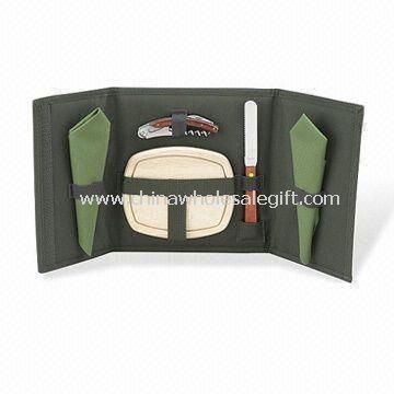 Picnic Cheese Set with Plastic Cutting Board Made of 600D Polyester